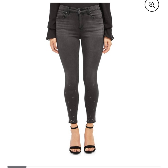 Sofia Vergara Rosa Curvy High Waist Ankle Studded Hem Jeans - Picture 2 of 2